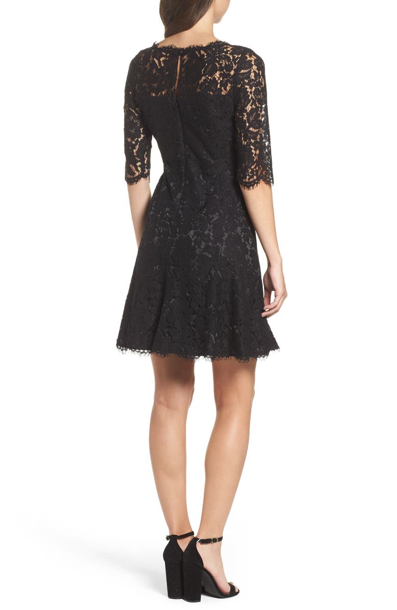 Eliza J Lace Fit & Flare Cocktail Dress, Alternate, color, 
