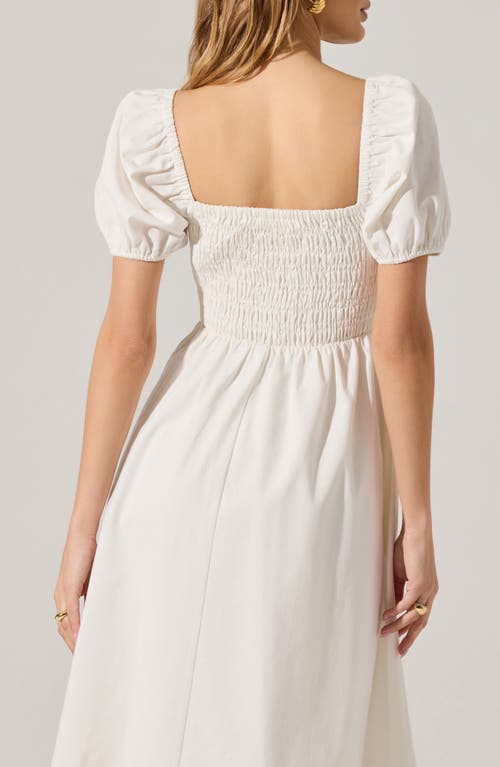 Astr The Label Bow Detail Smock Bodice Cotton Blend Dress In White
