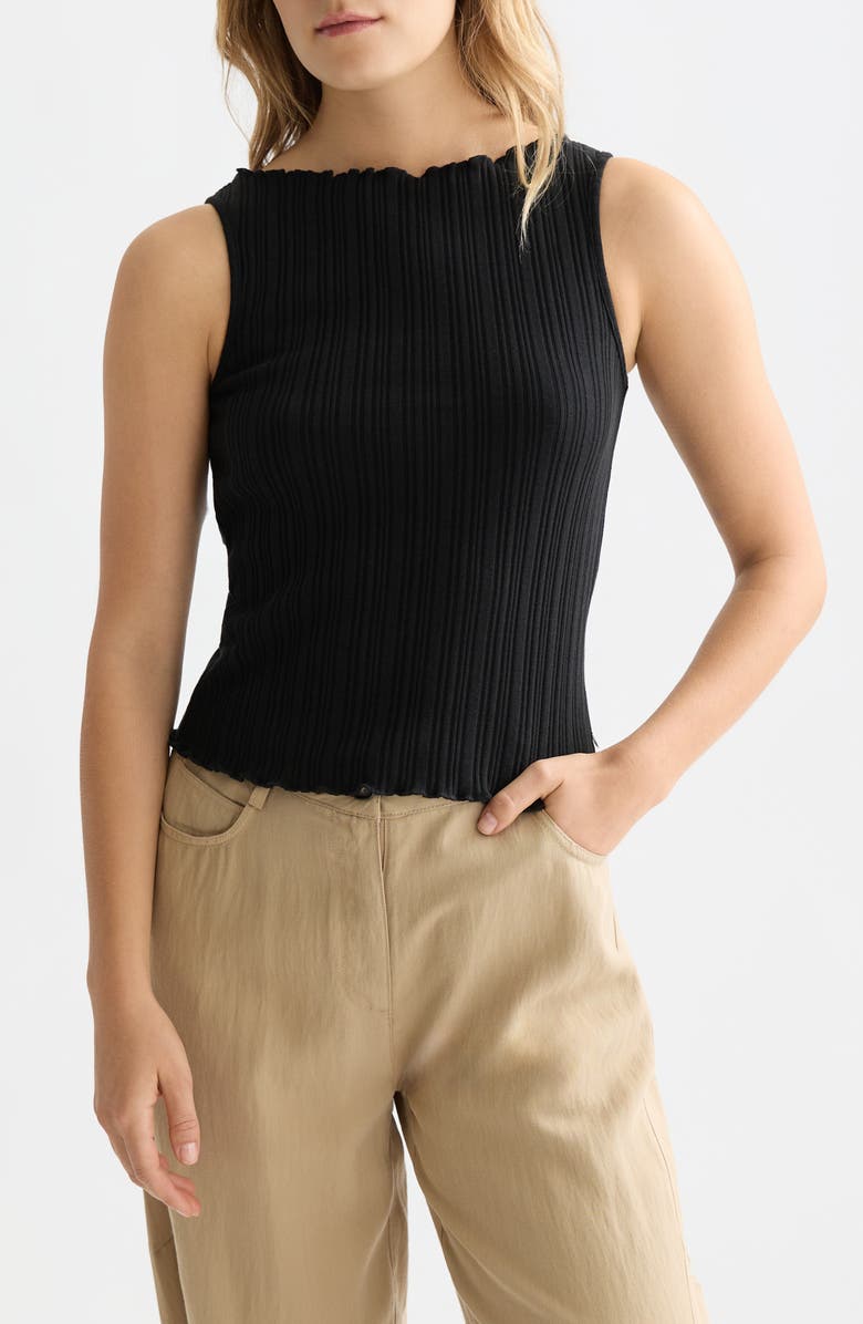 Scotch & Soda Boat Neck Cotton Rib Tank, Alternate, color, Meteorite