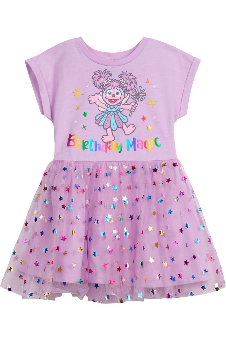 Short Sleeve Tulle Tutu Dress, Alternate, color, Lavender Abby Cadabby