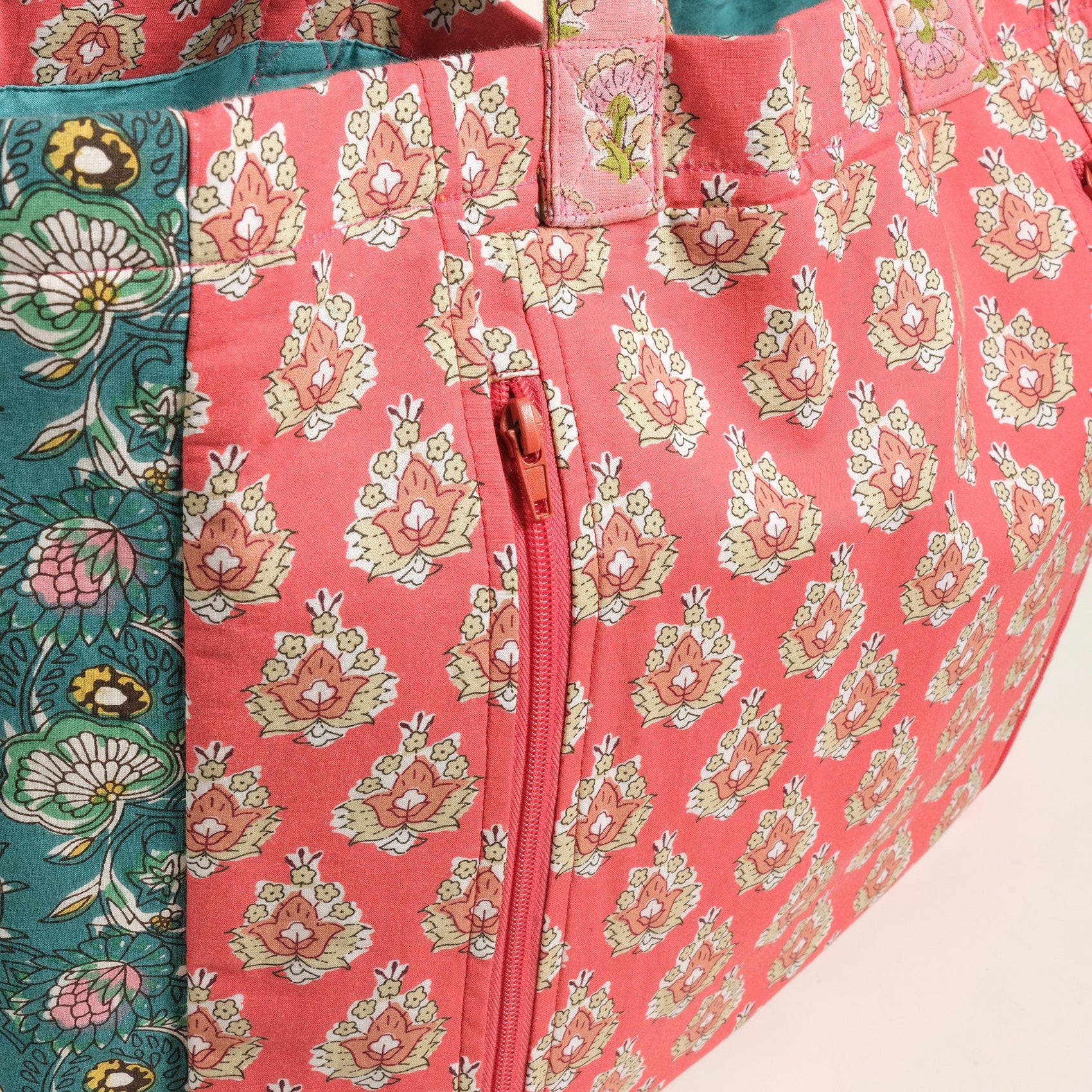 Rajpath Block Printed 100% Cotton Bag 16.5" Artisan Bag, Alternate, color, Red