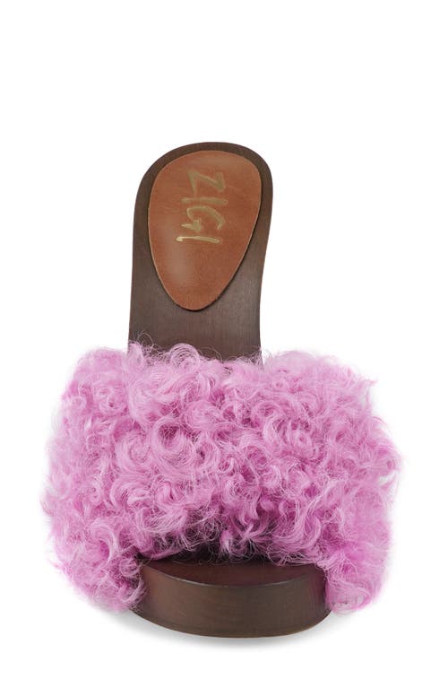 Zigi Genuine Shearling Platform Sandal In Purple