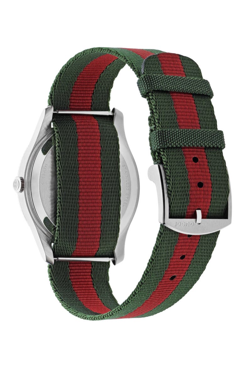 G-Timeless Nylon Strap Watch, 38mm, Alternate, color, SILVER/GREEN