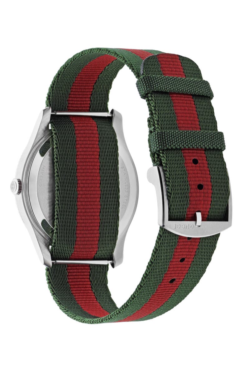 Gucci G-Timeless Nylon Strap Watch, 38mm, Alternate, color, Silver/Green