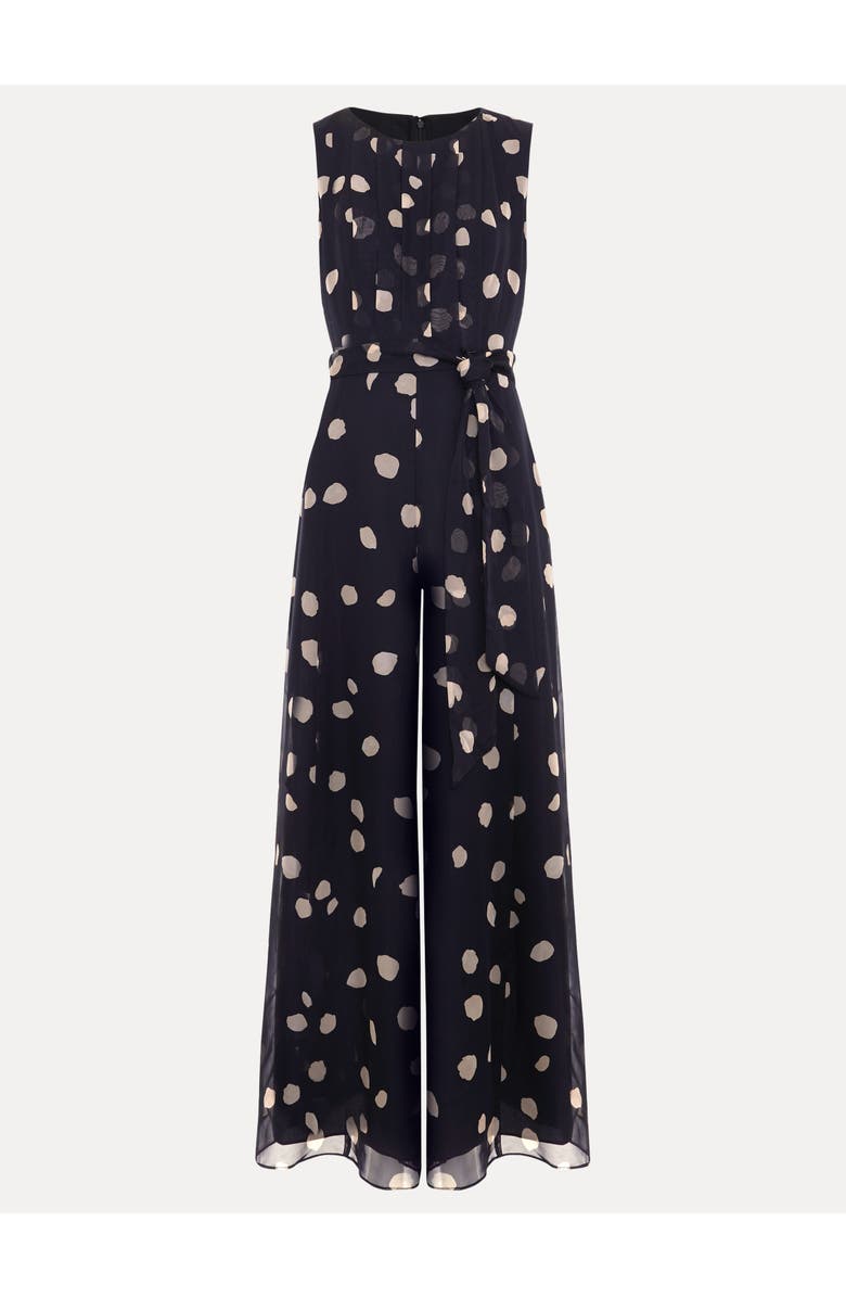 Phase Eight Maxine Spot Tie-Waist Maxi Jumpsuit, Alternate, color, Navy/Ivory