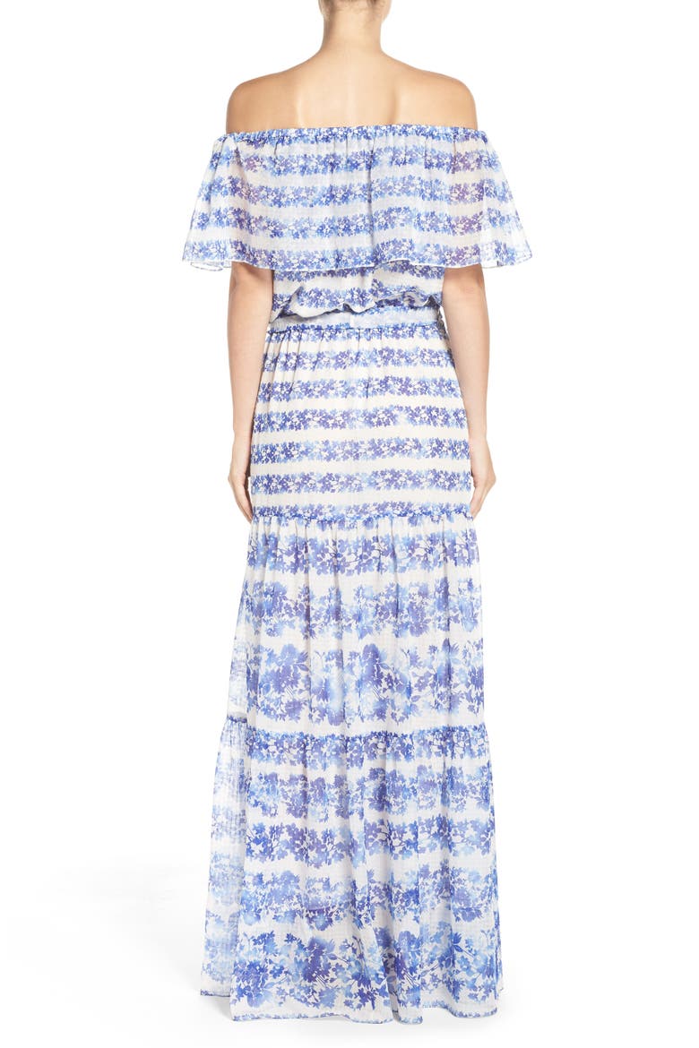 Blouson Maxi Dress, Alternate, color, IVORY/ BLUE