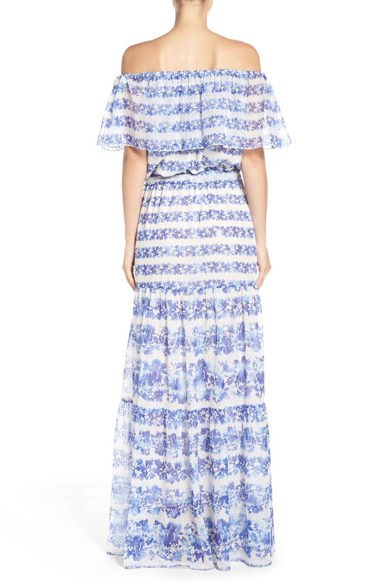 Eliza J Blouson Maxi Dress, Alternate, color, Ivory/ Blue