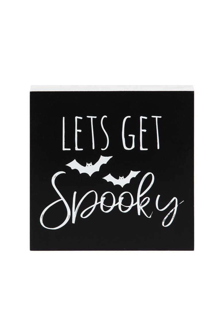 5" "Lets Get Spooky" Script Block Halloween Shelf Sitter Centerpiece  Decoration, Main, color, Black
