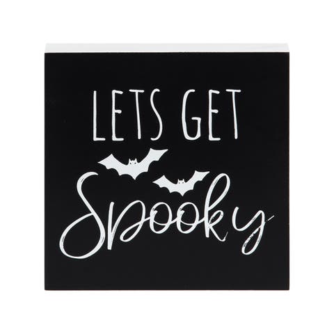 5" "Lets Get Spooky" Script Block Halloween Shelf Sitter Centerpiece  Decoration