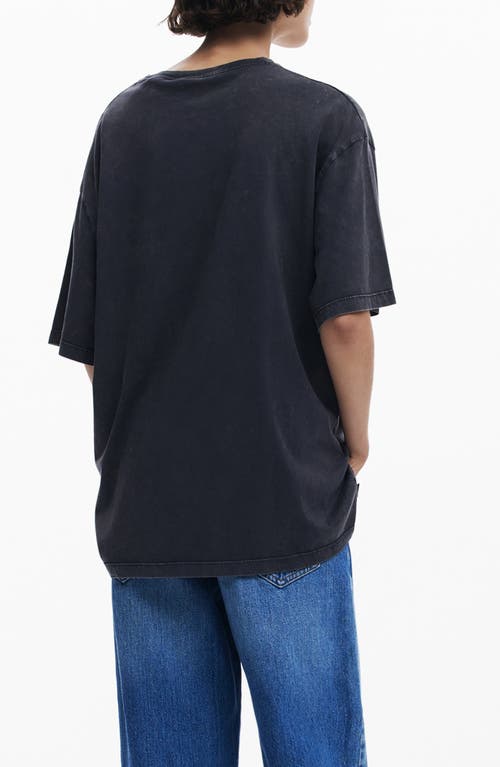 Desigual Donald Duck Drawing Cotton Graphic T-shirt In Neutral Gray