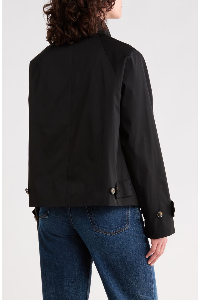 Single Breasted Short Trench Coat, Alternate, color, BLACK