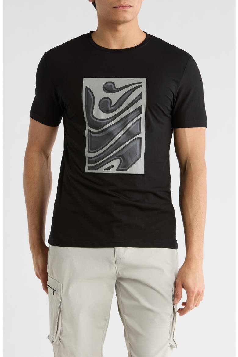 3D Abstract Graphic T-Shirt, Main, color, BLACK