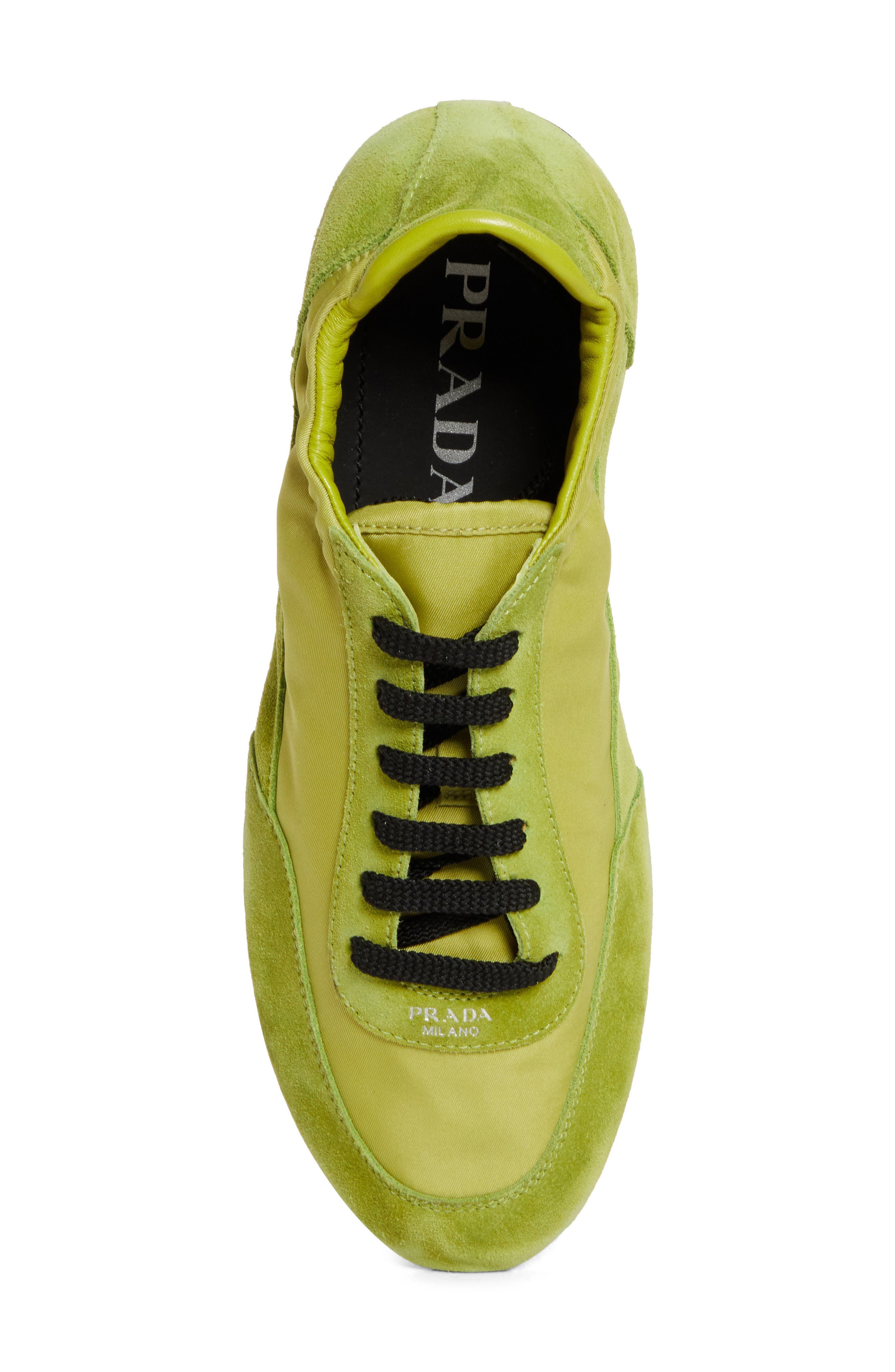 Prada Collapse Mixed Media Low Top Sneaker, Alternate, color, Lime