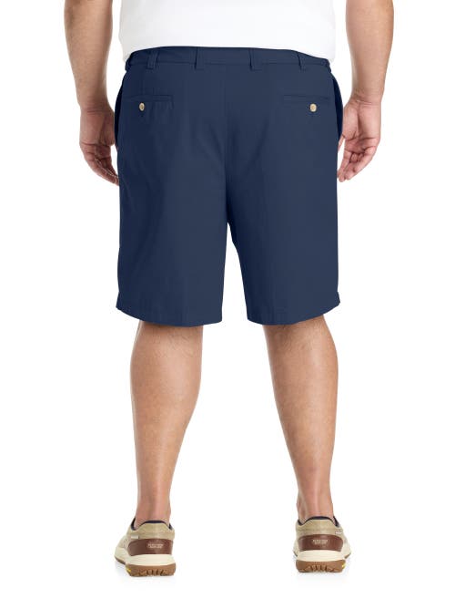 Harbor Bay By Dxl Big & Tall Waist-relaxer Pleated Shorts In Navy