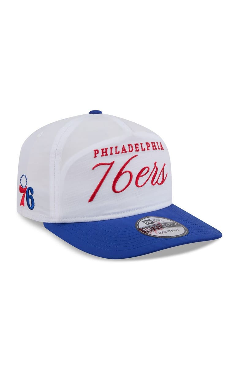 New Era Men's New Era White/Royal Philadelphia 76ers 2025 NBA Draft On-Stage Nylon 19TWENTY Adjustable Hat, Main, color,