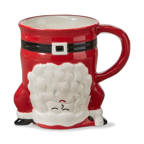 Hand Stand Santa Mug - Ceramic Christmas Drinkware Red