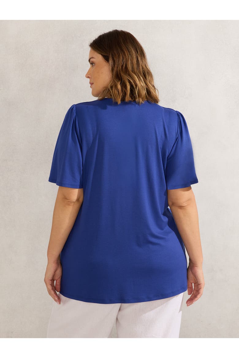 Jersey Flutter Sleeve V-Neck T-Shirt, Alternate, color, Blue