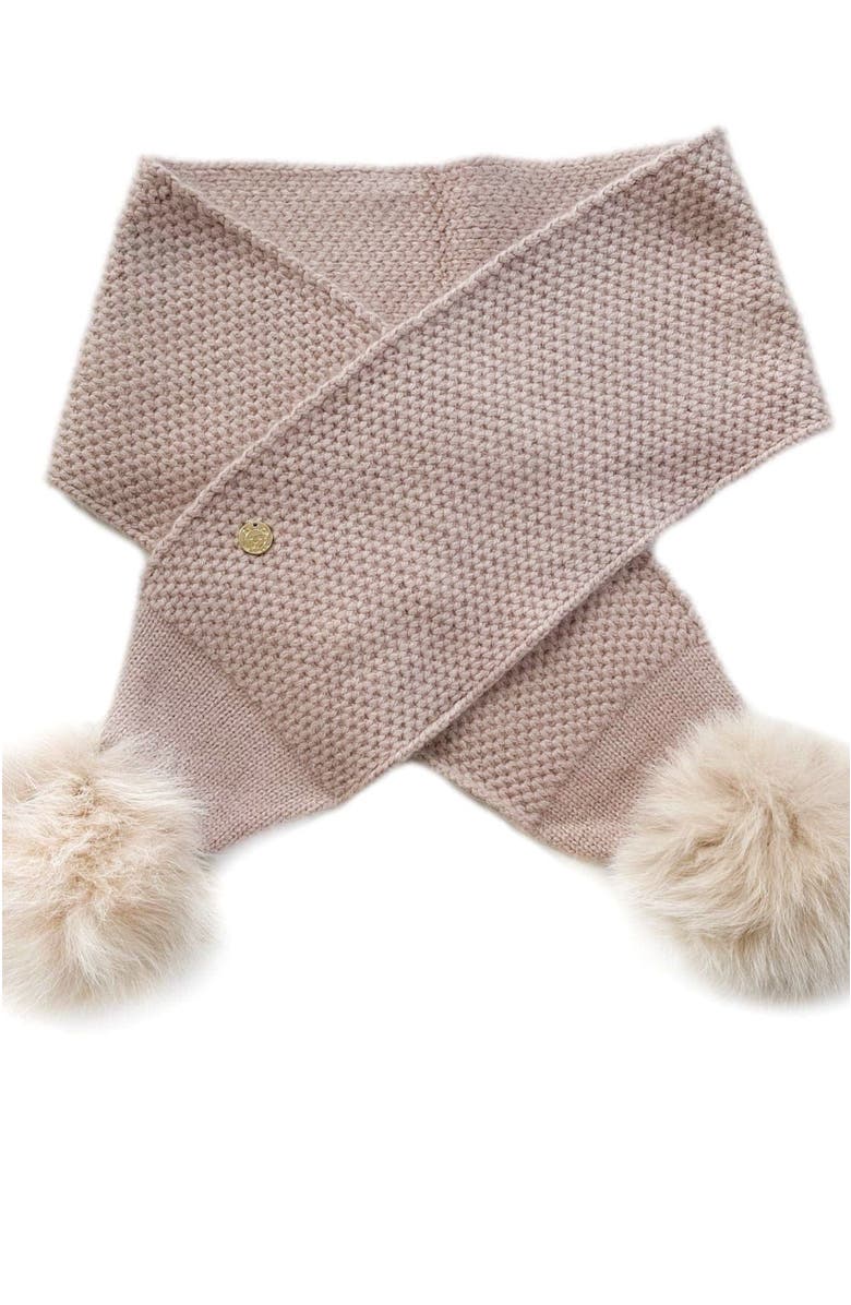 Petite Maison Kids Honeycomb Dusty Pink Faux Fur Cashmere Scarf, Main, color, Dusty Pink