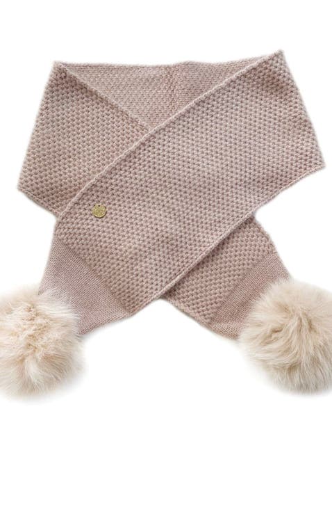 Honeycomb Dusty Pink Faux Fur Cashmere Scarf (Baby, Toddler, Little Kid)