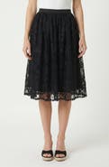 Modenaire High-Waist Lace Overlay Sheer Hem Mini Skirt