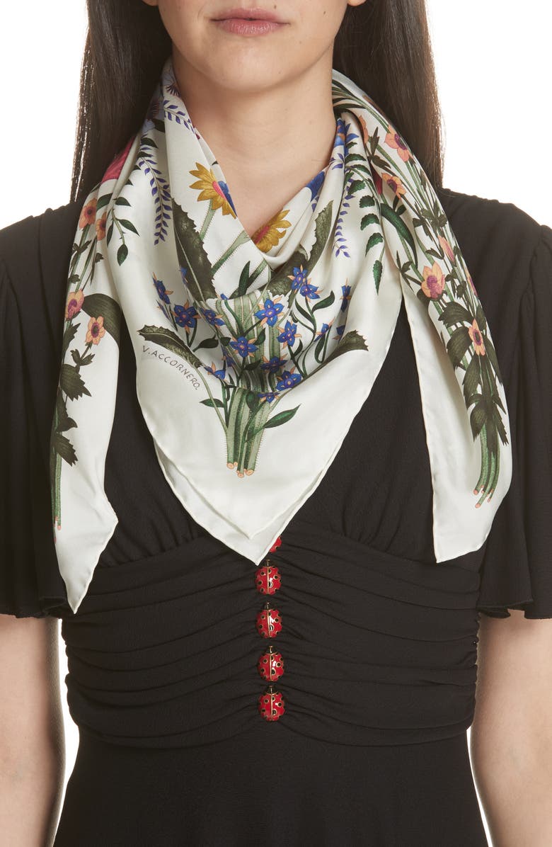 Gucci New Flora Silk Scarf, Main, color,