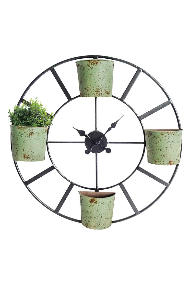 Planter Wall Clock, Main, color, Green