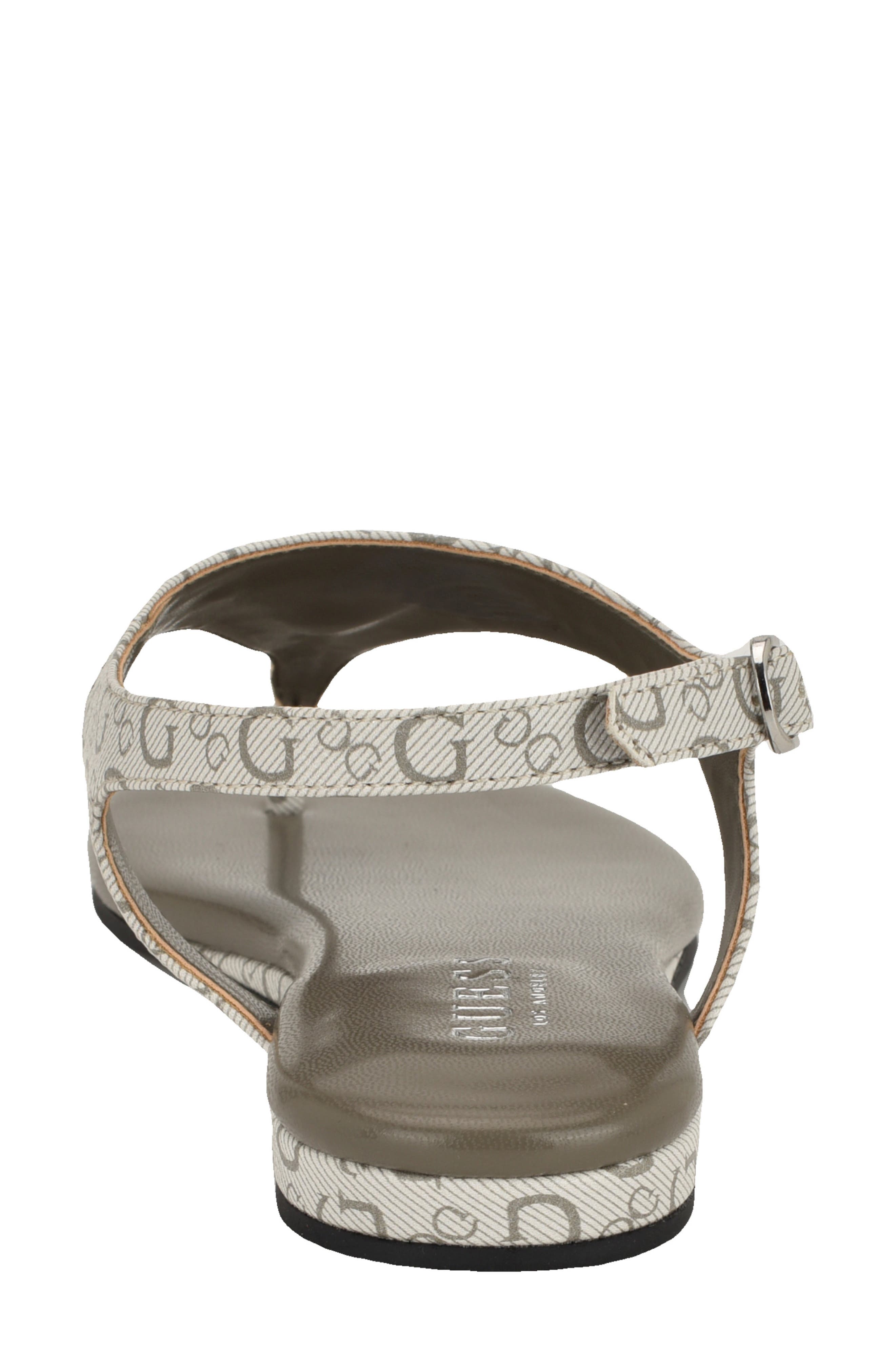 GUESS Jerrah Faux Leather Thong Sandal, Alternate, color, White