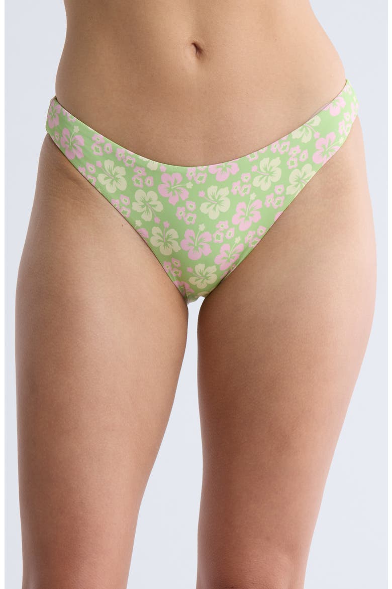 Nocturnal Floral Bikini Bottoms, Main, color, GREEN HIBISCUS