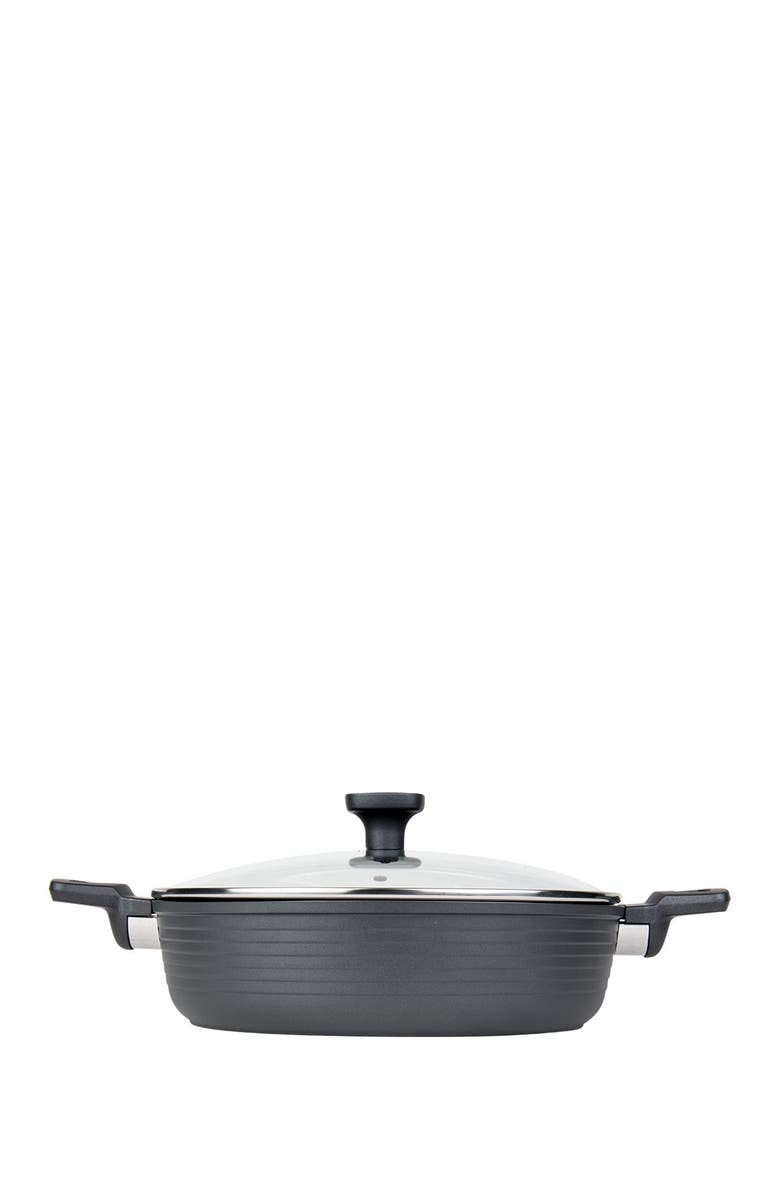 MASTERPAN Black Designer Series Non-Stick Cast Aluminum 11" Saute Pan with Lid, Main, color, 