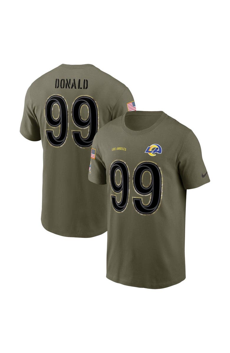 Nike Men's Nike Aaron Donald Olive Los Angeles Rams 2022 Salute To Service Name & Number T-Shirt, Main, color, 