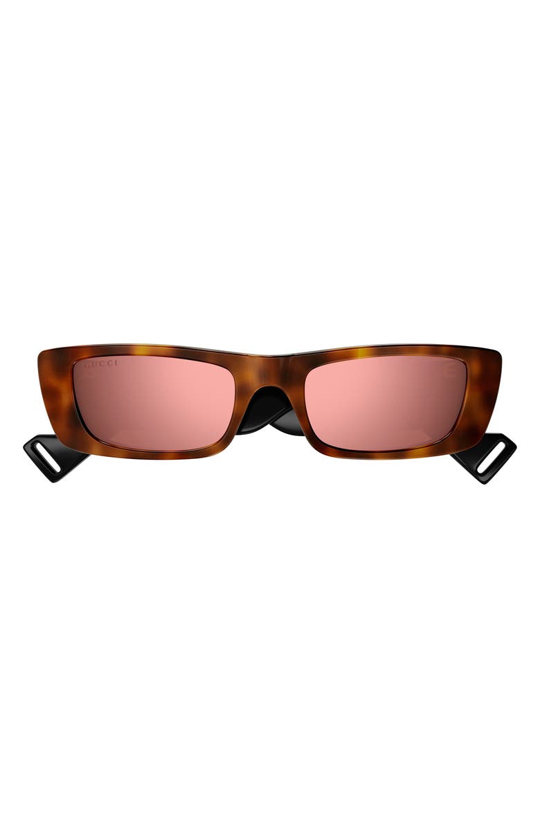 Gucci 52mm Mirrored Rectangular Sunglasses, Main, color, Avana