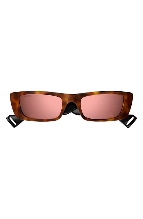 52mm Mirrored Rectangular Sunglasses