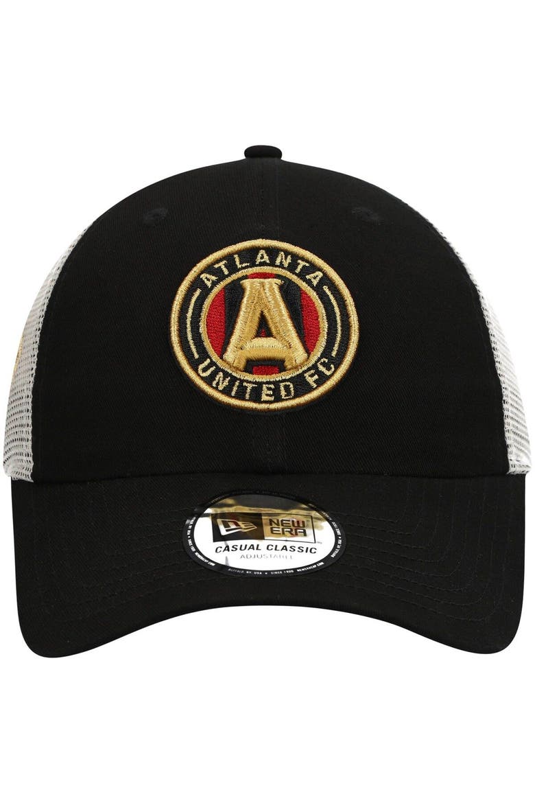 Men's New Era Black Atlanta United FC Casual Scarf Classic Trucker Snapback Hat, Alternate, color, Black