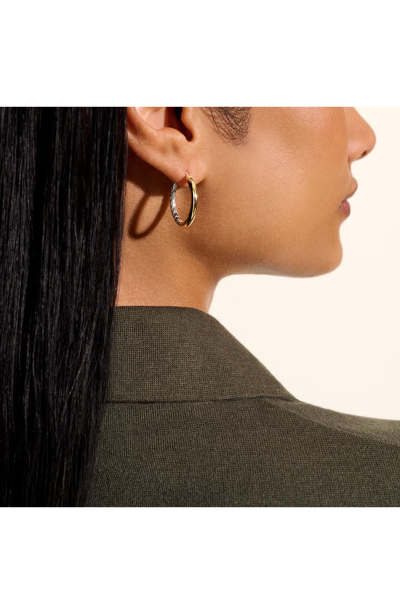 John Hardy JH Essentials Hoop Earrings, Gold, Sterling Silver, 22mm, Alternate, color, Silver/ Gold