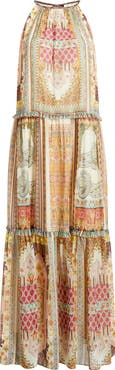 Elie Tahari Aurora Baroque Print Sleeveless Tiered Dress