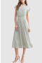 Stripe Collared Short Sleeve A-Line Midi Dress