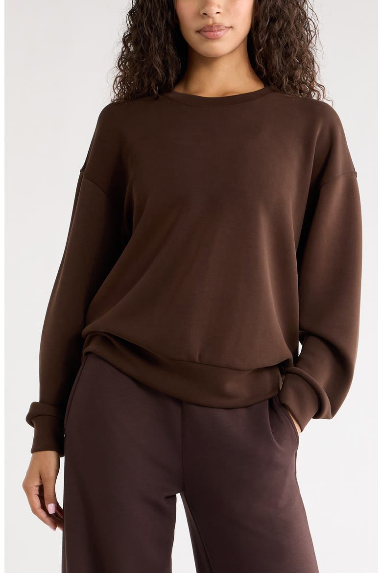 Soft Luxe Boxy Crew Sweatshirt, Main, color, BROWN MOLE'
