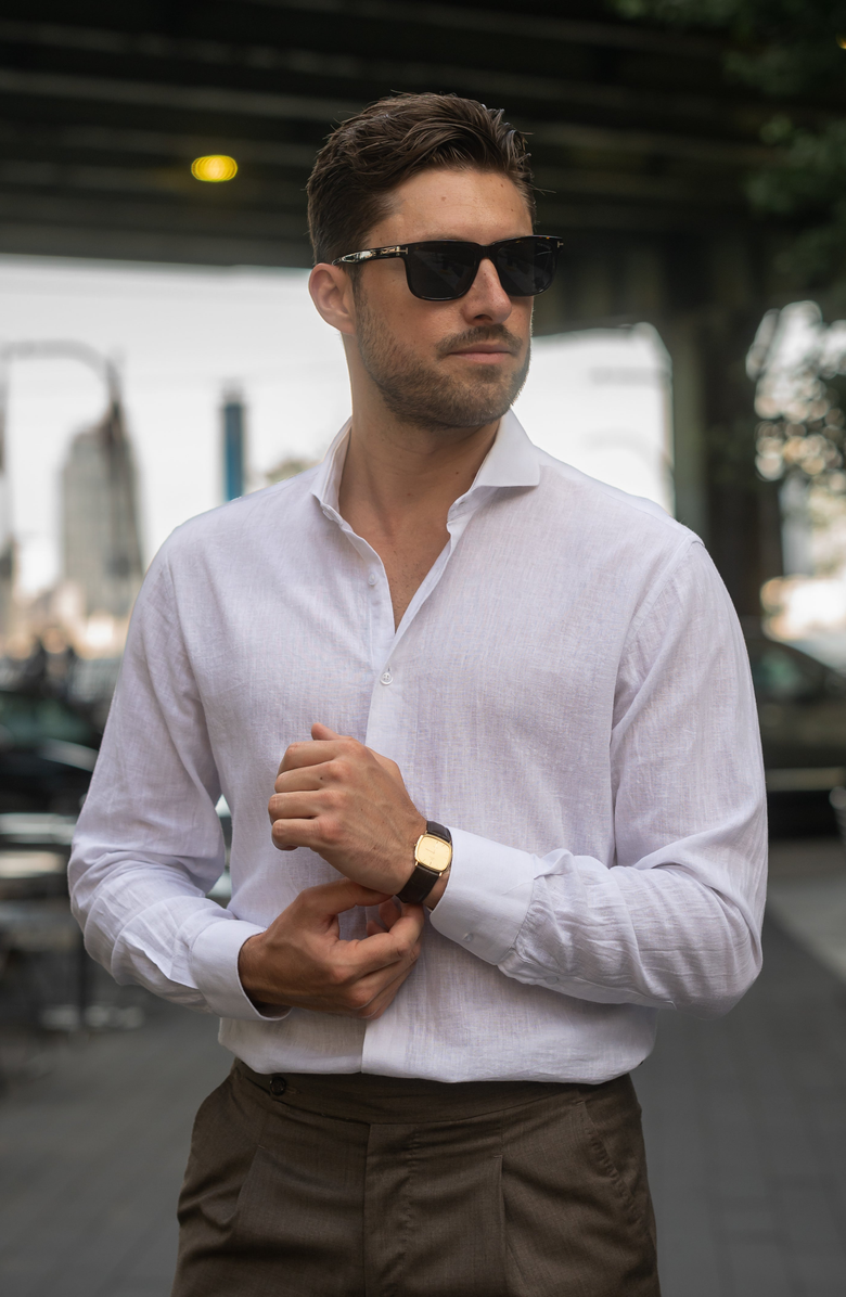 BRISK Modern Cotton Linen Shirt, Alternate, color, White