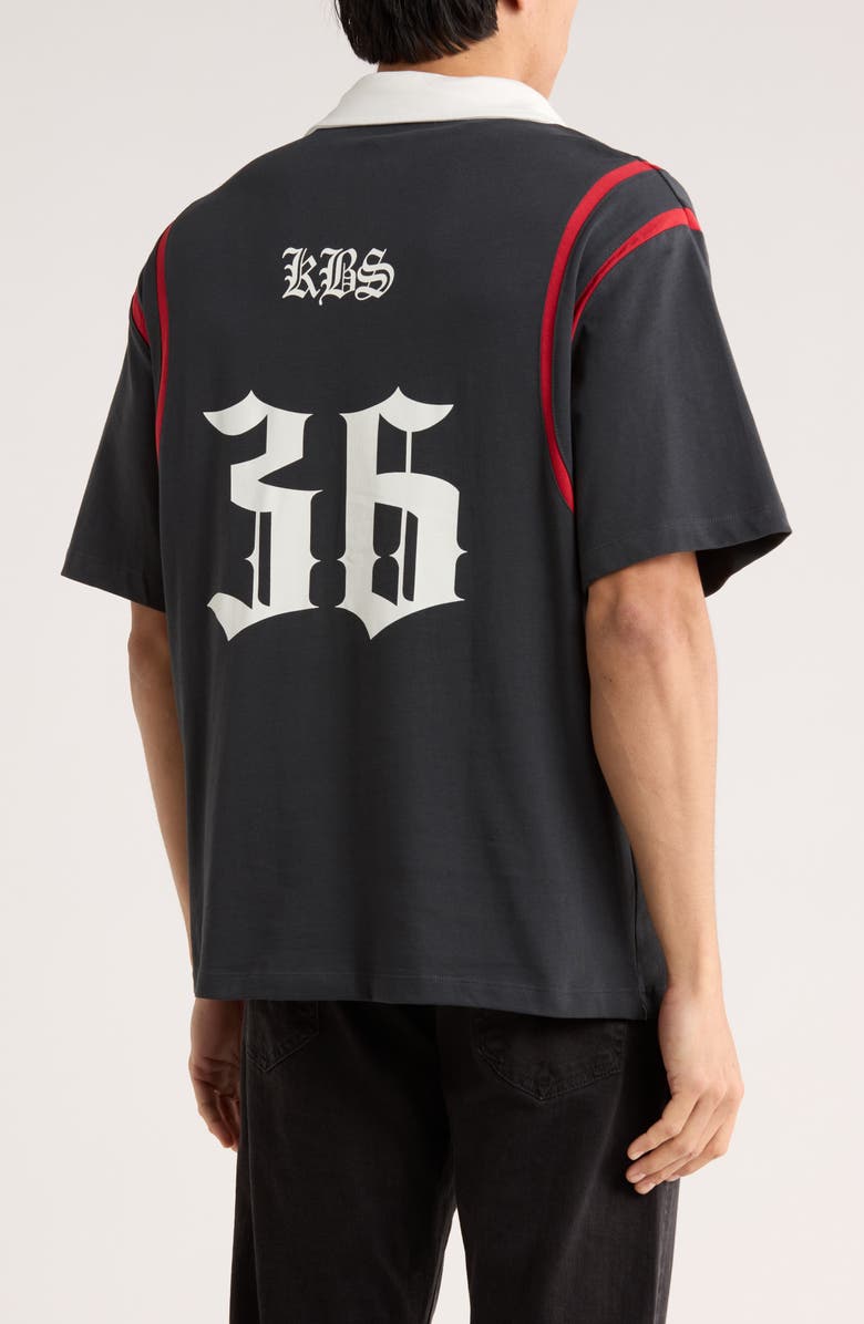 DENIM AND FLOWER Cotton Graphic Polo, Alternate, color, Charcoal