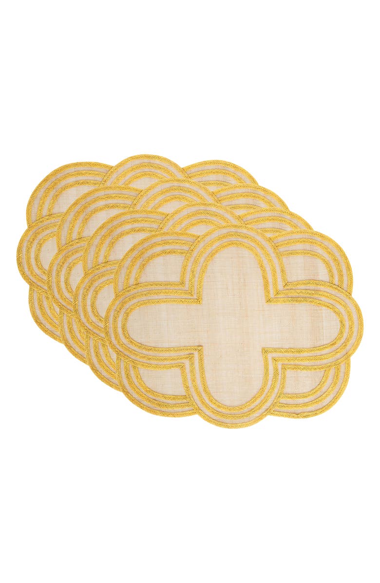 Juliska Set of 4 Scallop Stripe Placemats, Main, color, Sunshine