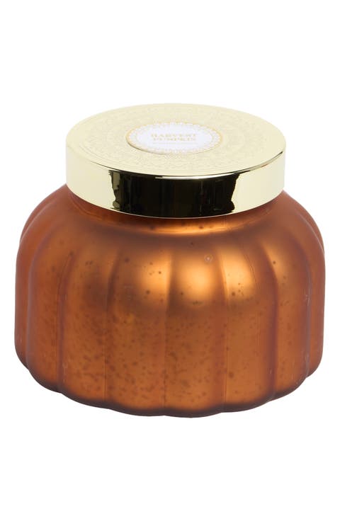 Harvest Pumpkin Scalloped Mercury Glass Candle