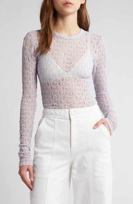 FRAME Sheer Stretch Lace Top