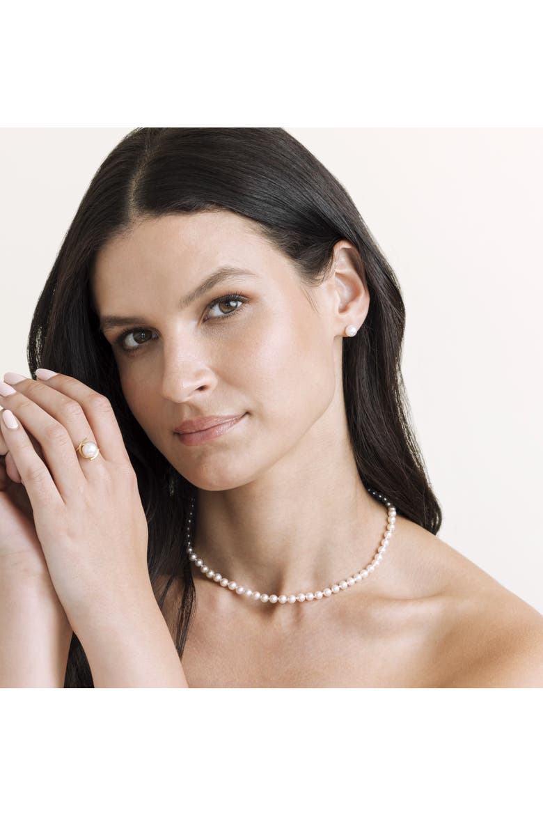 5.0-5.5mm Hanadama Akoya White Pearl Necklace, Alternate, color, Yellow Gold Clasp