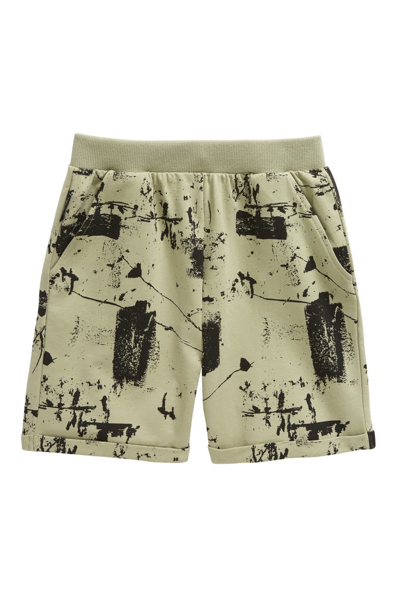 Kids' Grunge Cotton French Terry Shorts, Main, color, OLIVE