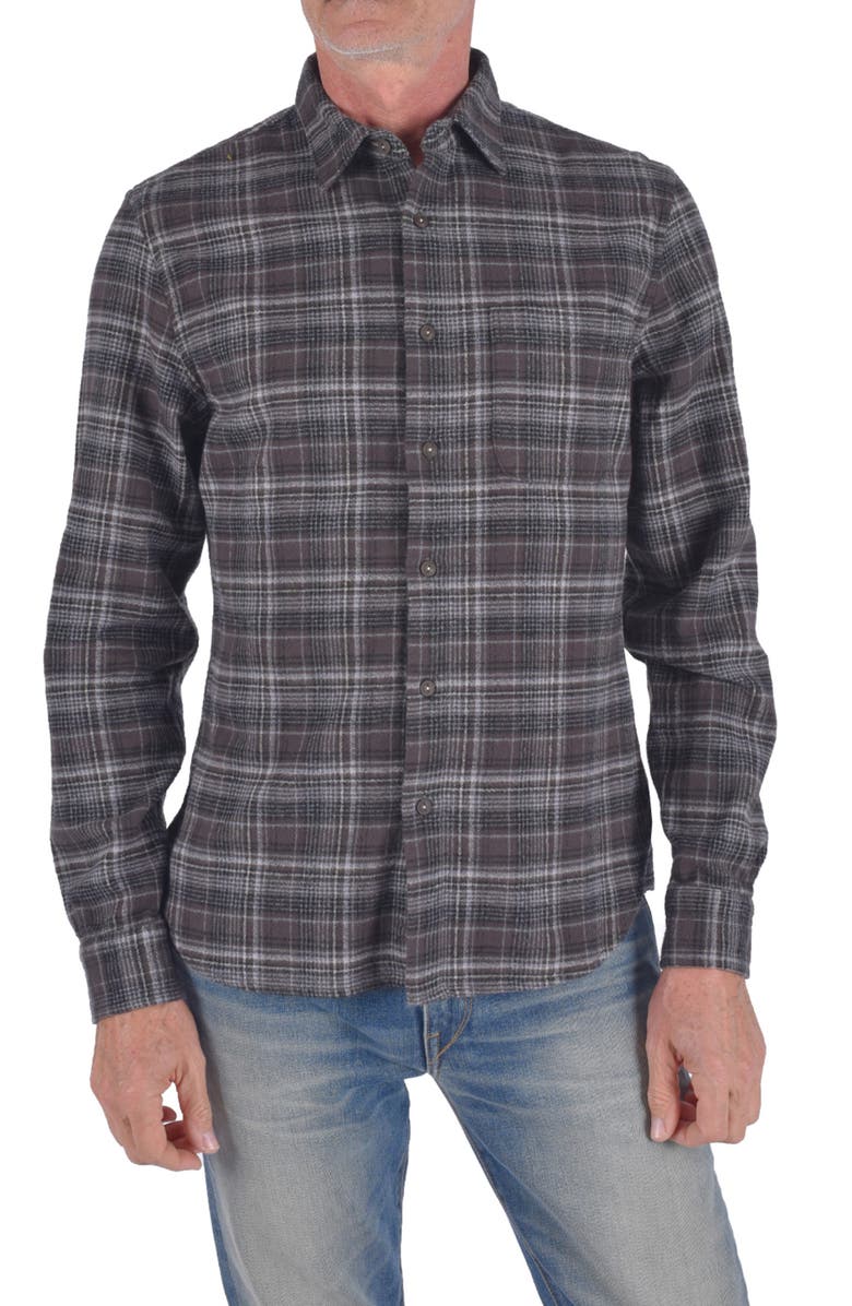 HIROSHI KATO The Ripper Plaid Organic Cotton Flannel Button-Up Shirt, Main, color,