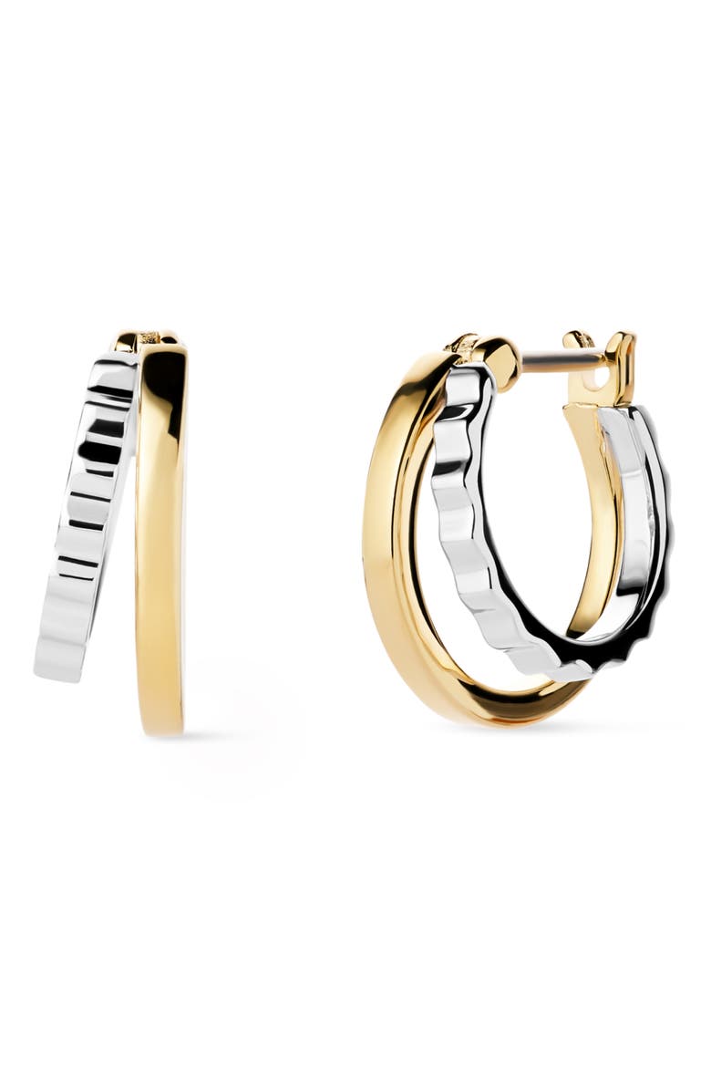 Toda Two-Tone Double Hoop Earrings, Main, color, GOLD / SILVER