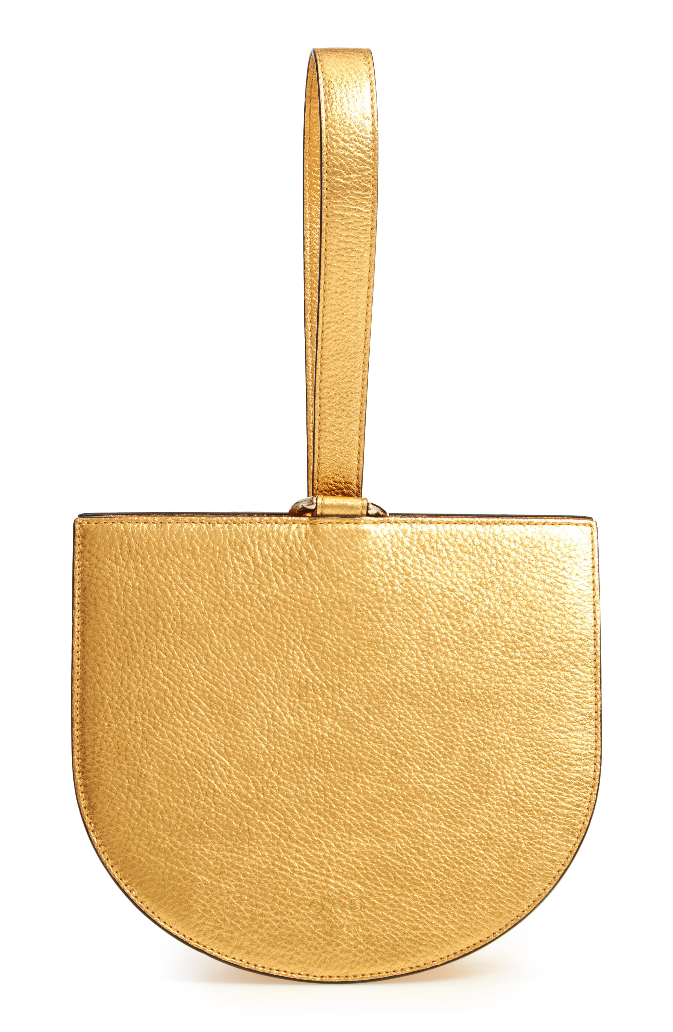 OAD New York Dome Metallic Leather Wristlet, Main, color, 