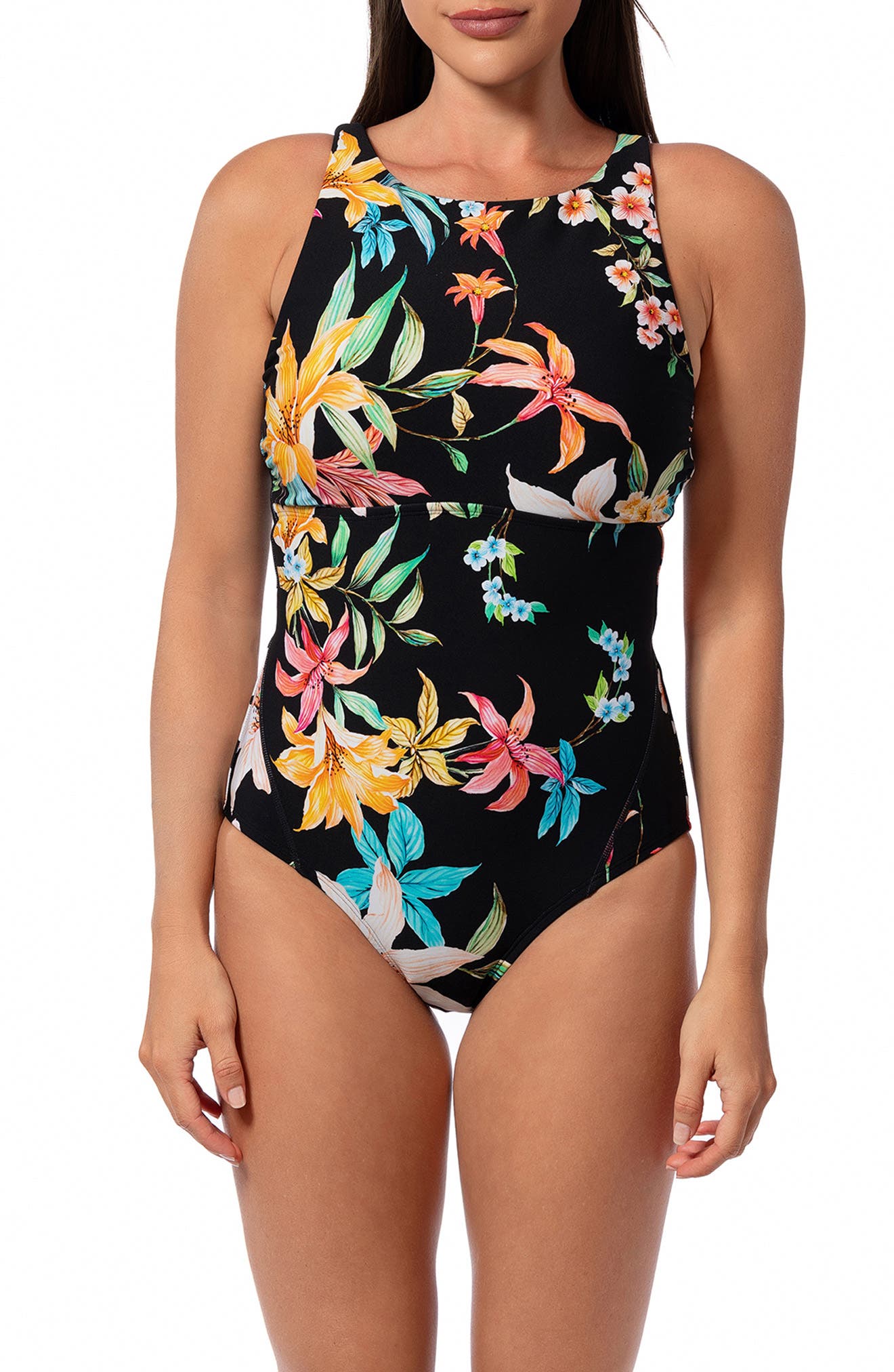JANTZEN Garden Party High Line One-Piece Swimsuit