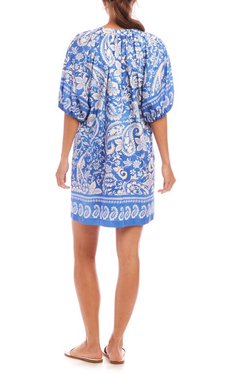 Karen Kane Puff Sleeve Peasant Dress In Floral Paisley In Multi