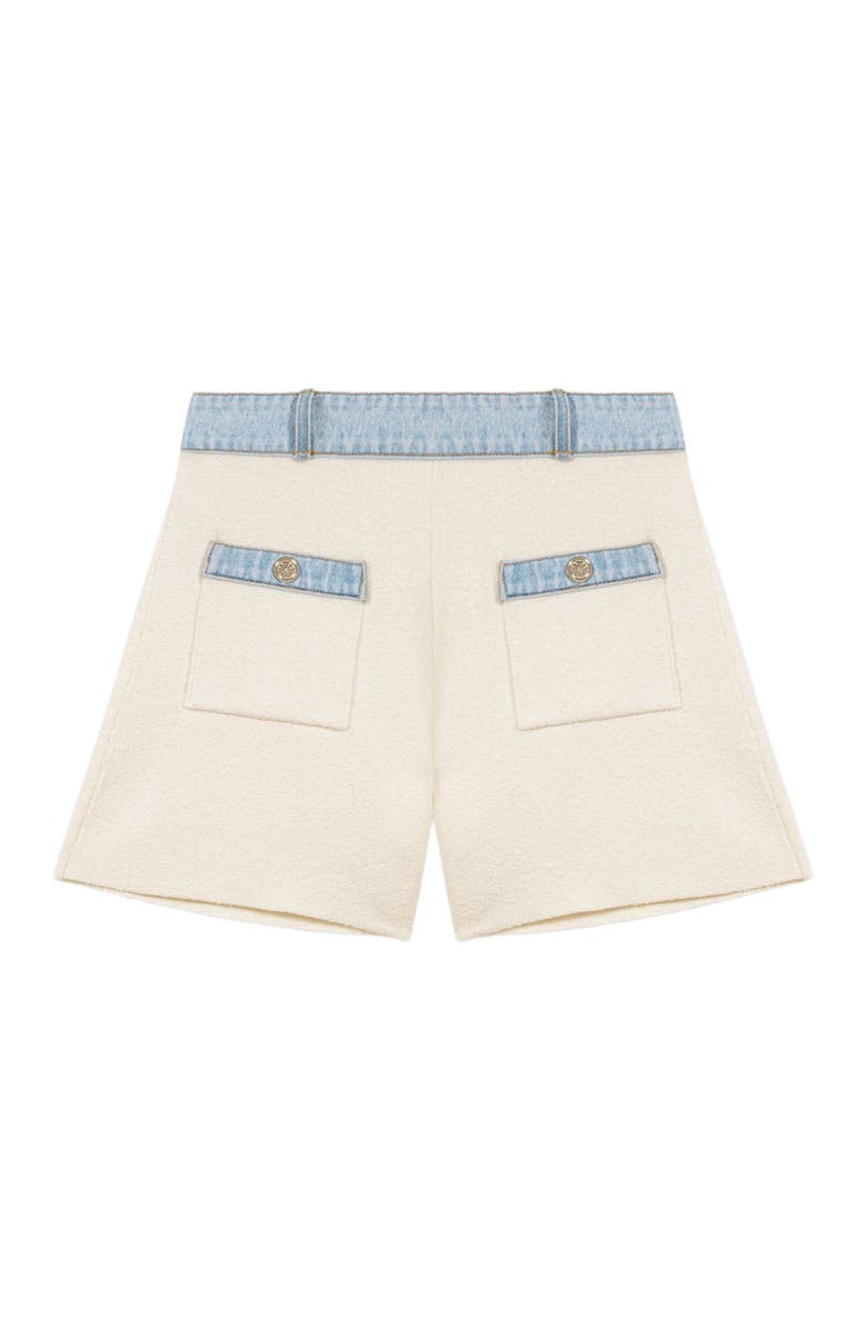 maje Knitted shorts with denim trim, Alternate, color, 